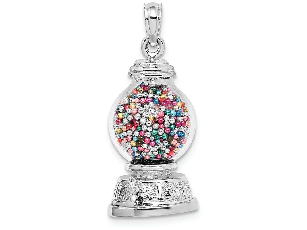 FJC Finejewelers 14k White Gold White 3d Gumball Machinemoveable Charm
