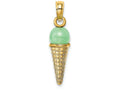 FJC Finejewelers 14k Yellow Gold 3d Green Tea Ice Cream Cone Charm with Green Bead