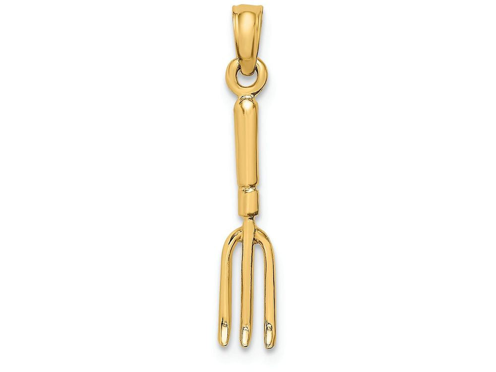 FJC Finejewelers 14k Yellow Gold 3d Fork Garden Tool Charm