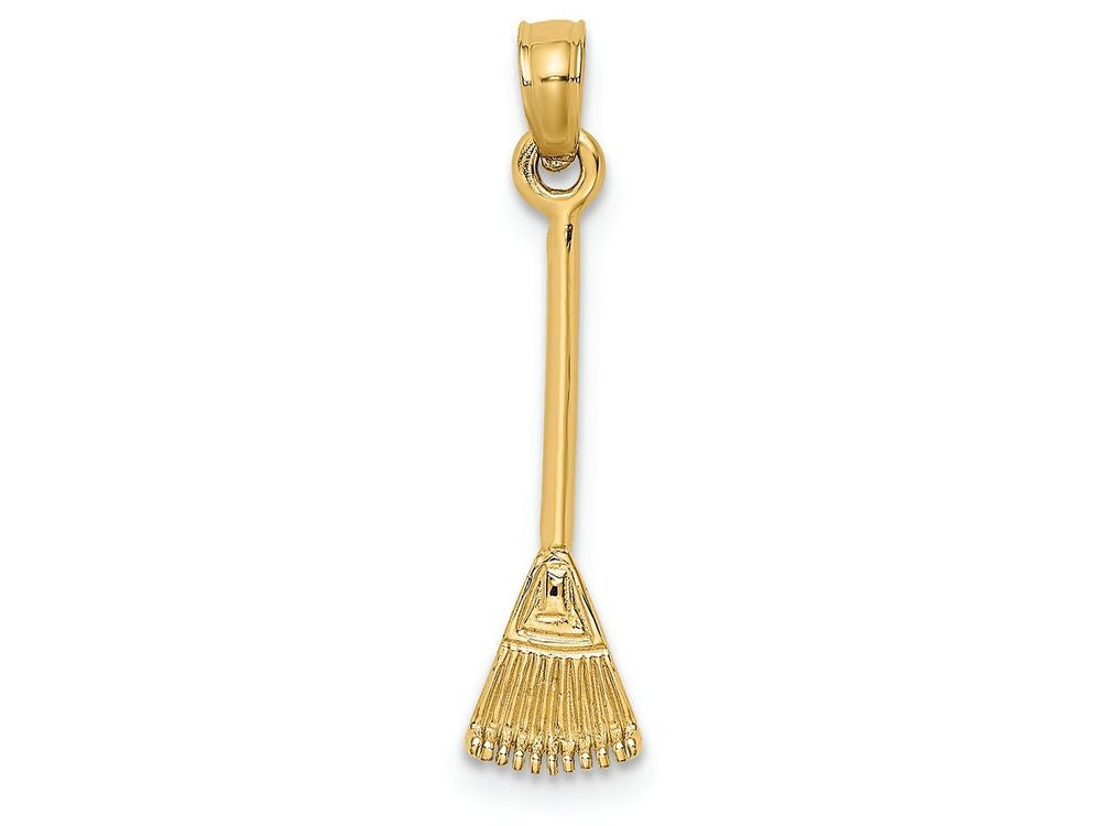 FJC Finejewelers 14k Yellow Gold 3d Leaf Rake Garden Tool Charm