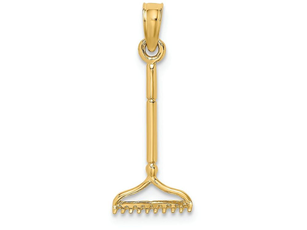 FJC Finejewelers 14k Yellow Gold 3d Landscape Rake Garden Tool Charm