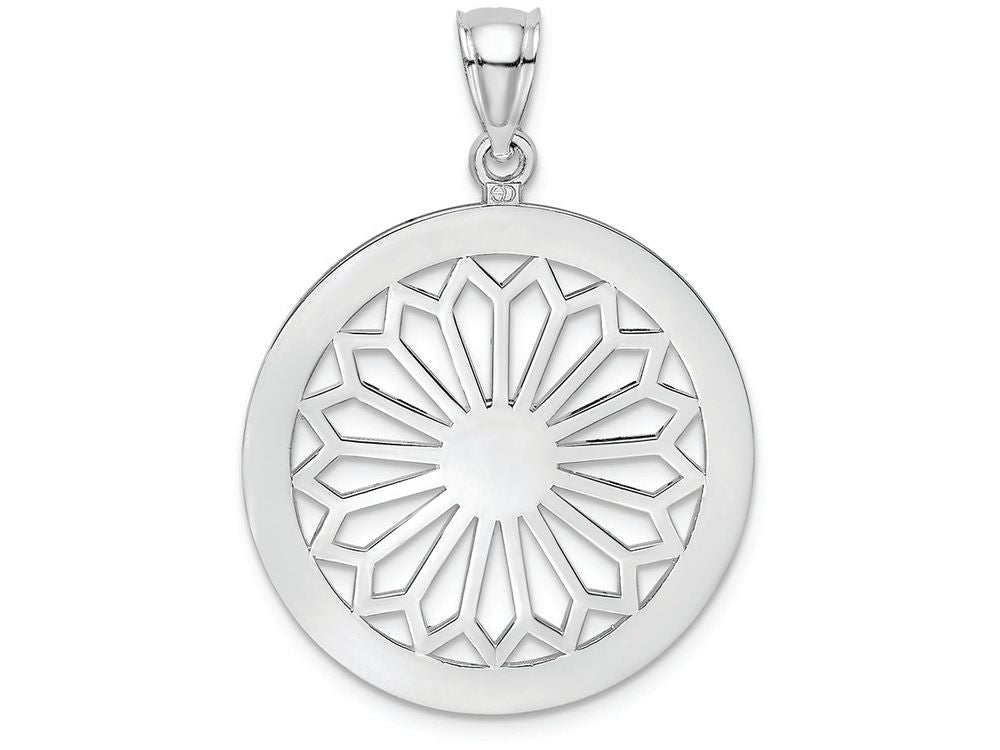 FJC Finejewelers 14k White Gold White Retro Daisy In Round Framegate Jewelry Charm