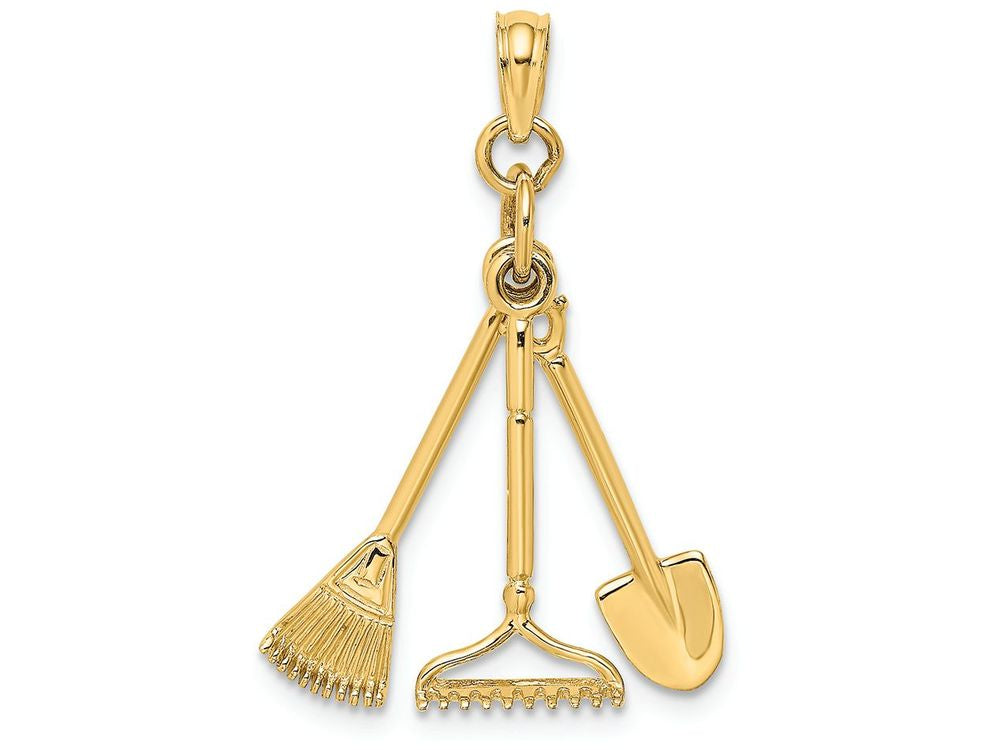 FJC Finejewelers 14k Yellow Gold 3d Garden Tool Collectionmoveable Charm