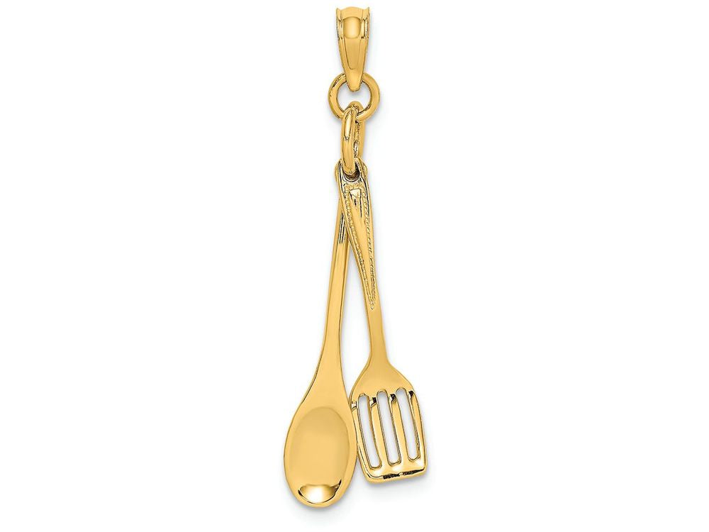 FJC Finejewelers 14k Yellow Gold 3d Wooden Spoon Spatula Collection Moveable Charm