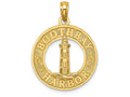 FJC Finejewelers 14k Yellow Gold Boothbay Harbor On Round Frame with Lighthouse Center Charm