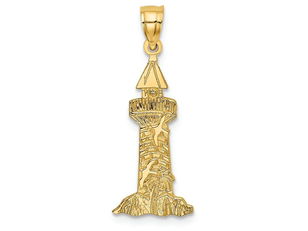FJC Finejewelers 14k Yellow Gold Lighthouse with Seagull Birds Charm
