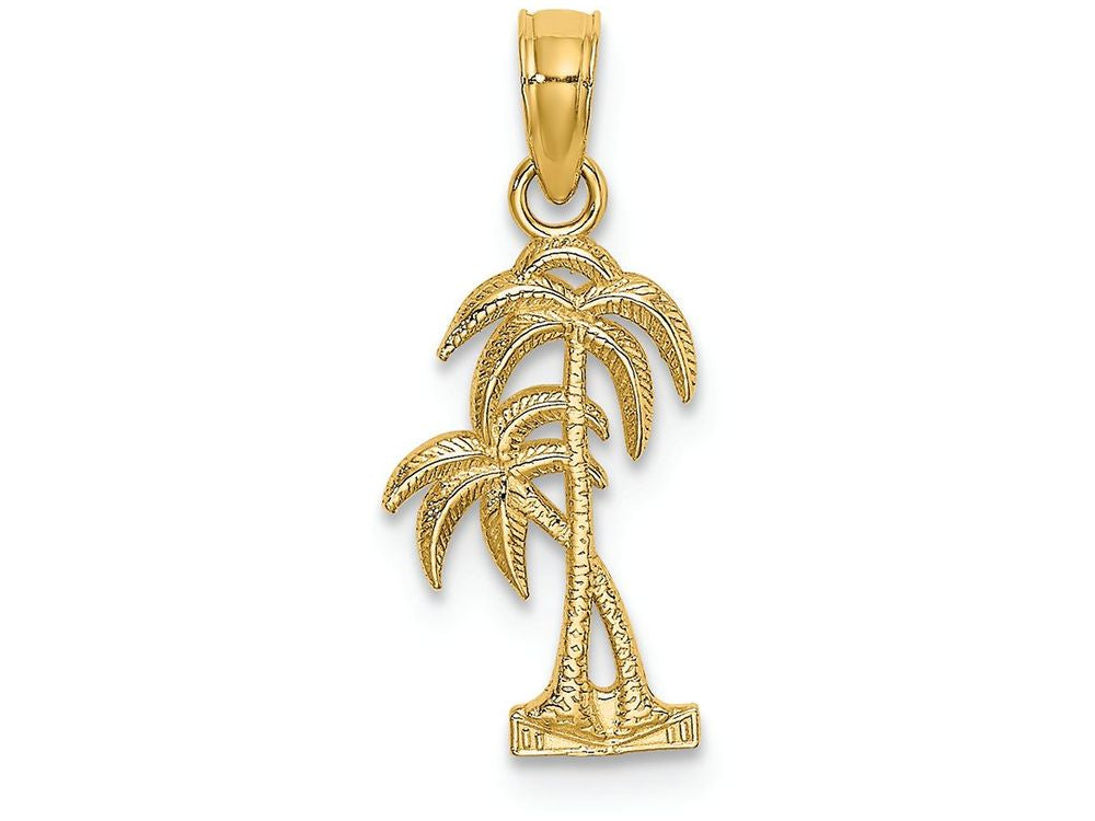 FJC Finejewelers 14k Yellow Gold Double Palm Trees with Tall Trunks Charm