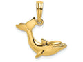 FJC Finejewelers 14k Yellow Gold Dolphin-tail Up Polish Charm