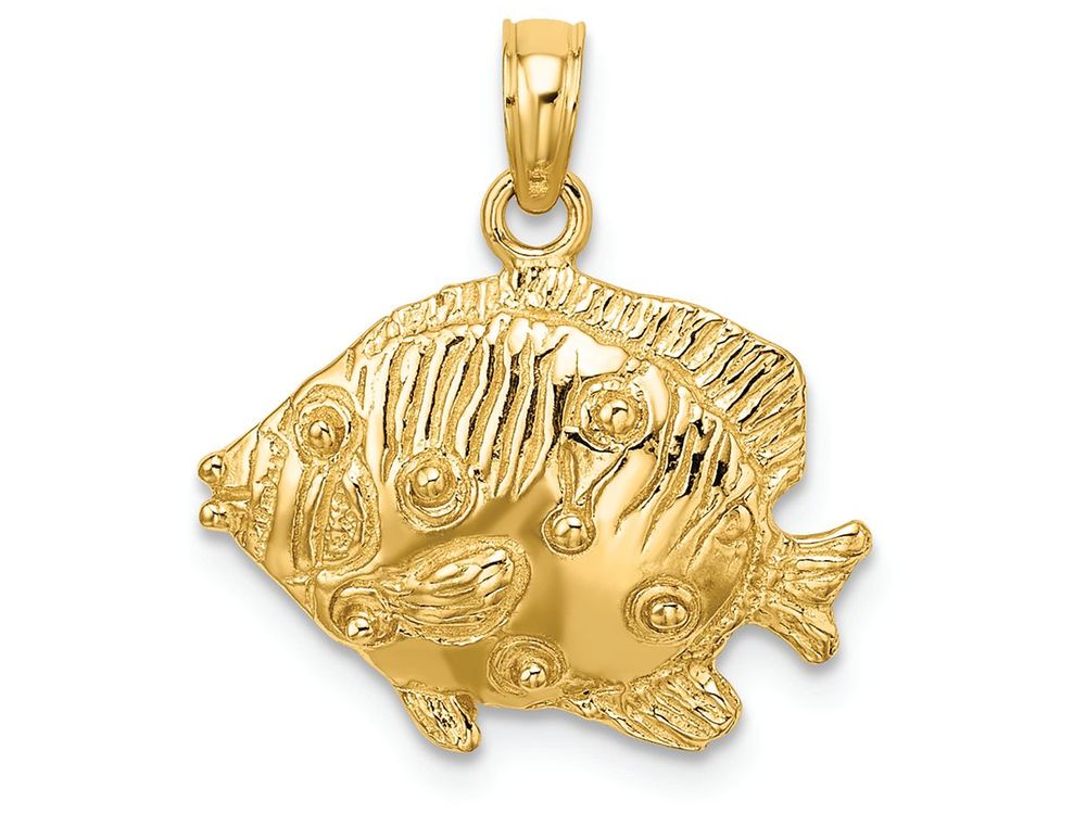 FJC Finejewelers 14k Yellow Gold Fish Polish Engraved Charm