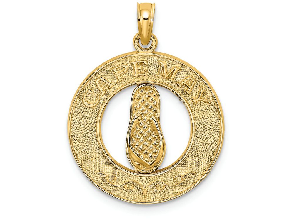 FJC Finejewelers 14k Yellow Gold Cape May On Round Frame with Flip-flop Center Charm