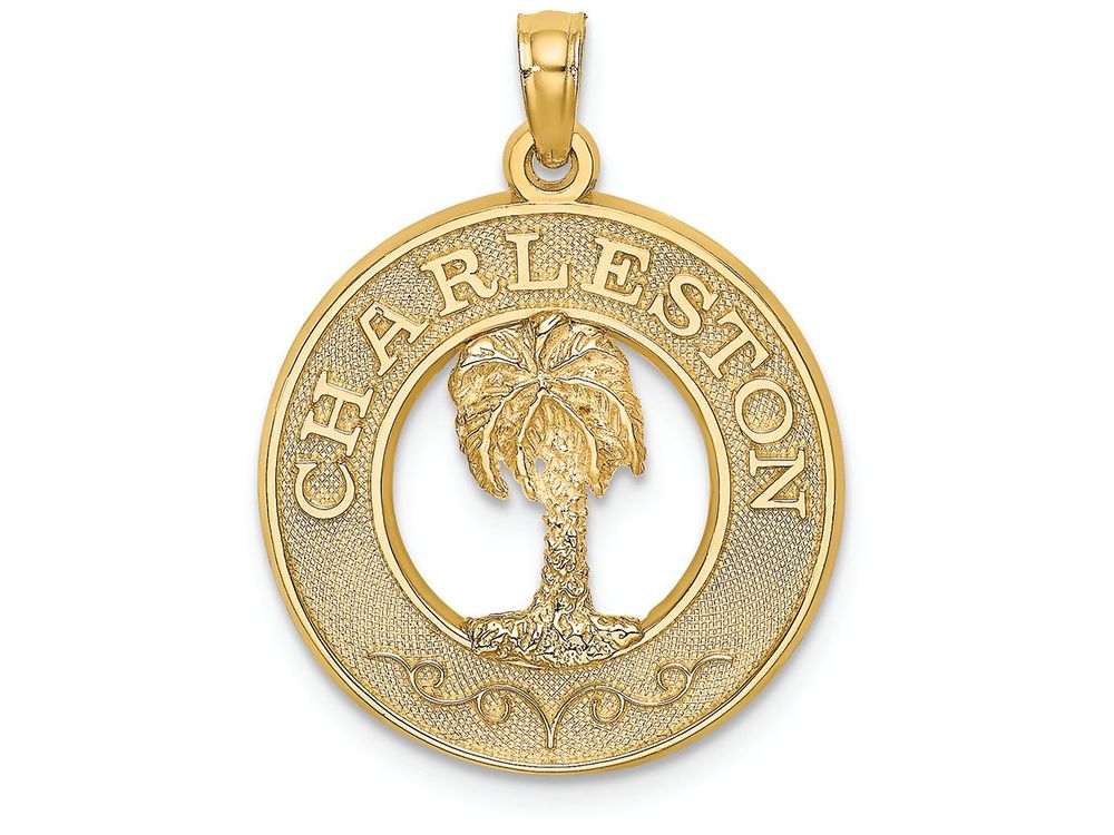 FJC Finejewelers 14k Yellow Gold Charleston On Round Frame with Palm Tree Center Charm