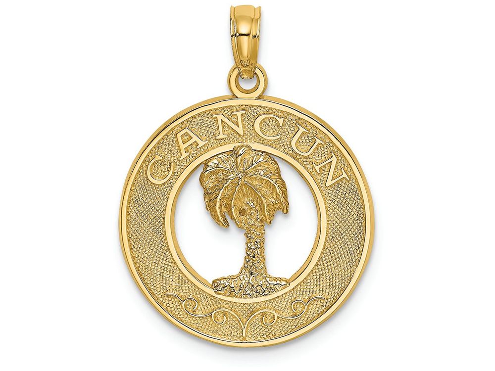 FJC Finejewelers 14k Yellow Gold Cancun On Round Frame with Palm Tree Center Charm