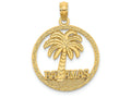 FJC Finejewelers 14k Yellow Gold Bahamas Under Palm Tree In Round Frame Charm