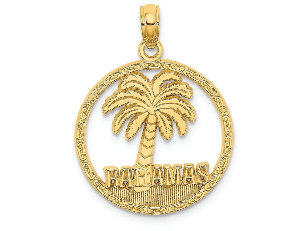 FJC Finejewelers 14k Yellow Gold Bahamas Under Palm Tree In Round Frame Charm