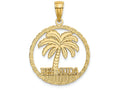FJC Finejewelers 14k Yellow Gold Bermuda Under Palm Tree In Round Frame Charm