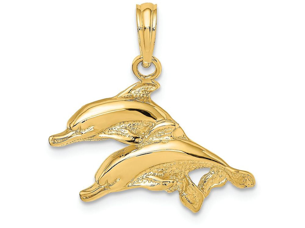 FJC Finejewelers 14k Yellow Gold Double Dolphinshp Engraved Charm