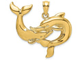 FJC Finejewelers 14k Yellow Gold Double Dolphins Necking Charm