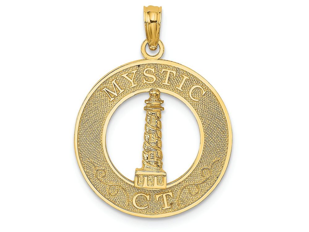 FJC Finejewelers 14k Yellow Gold Mystic Ct On Round Frame with Lighthouse Center Charm