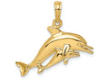 FJC Finejewelers 14k Yellow Gold Double Dolphins Swimming- Charm
