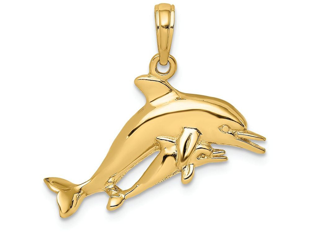 FJC Finejewelers 14k Yellow Gold Double Dolphins Swimming- Charm