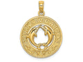 FJC Finejewelers 14k Yellow Gold Turks Caicos On Round Frame with Dolphins In Center Charm