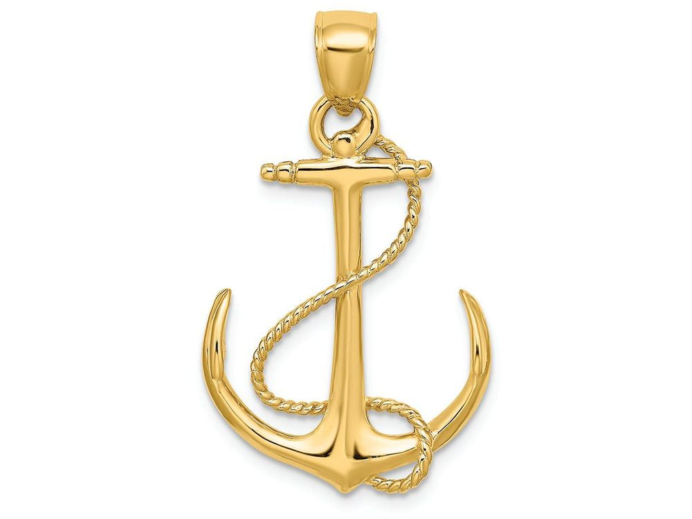 FJC Finejewelers 14k Yellow Gold 3d Anchor with Rope Polish Charm