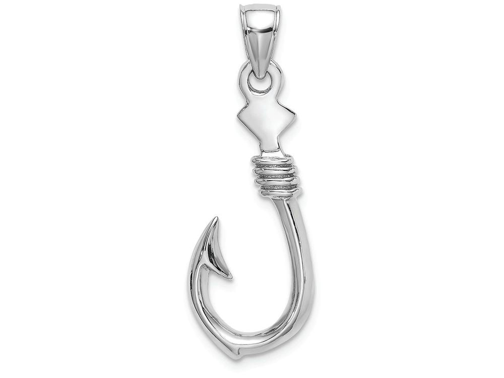 FJC Finejewelers 14k White Gold 3d Large Fish Hook with Rope Charm