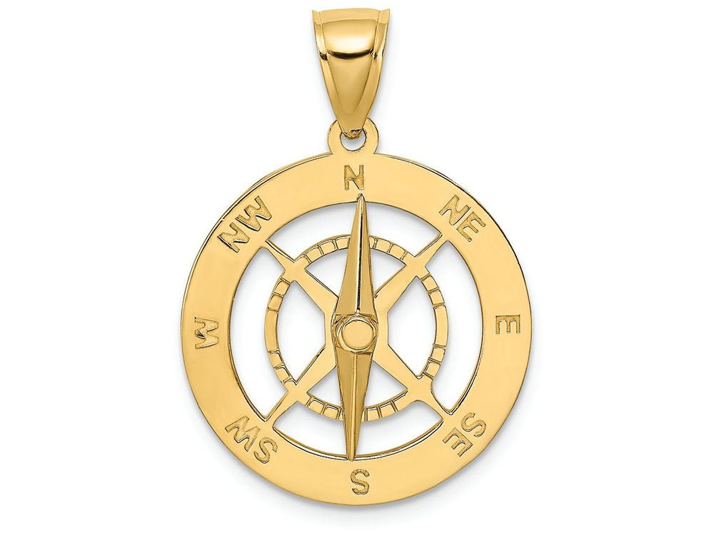 FJC Finejewelers 14k Yellow Gold Nautical Compass with Moveable Needle Charm