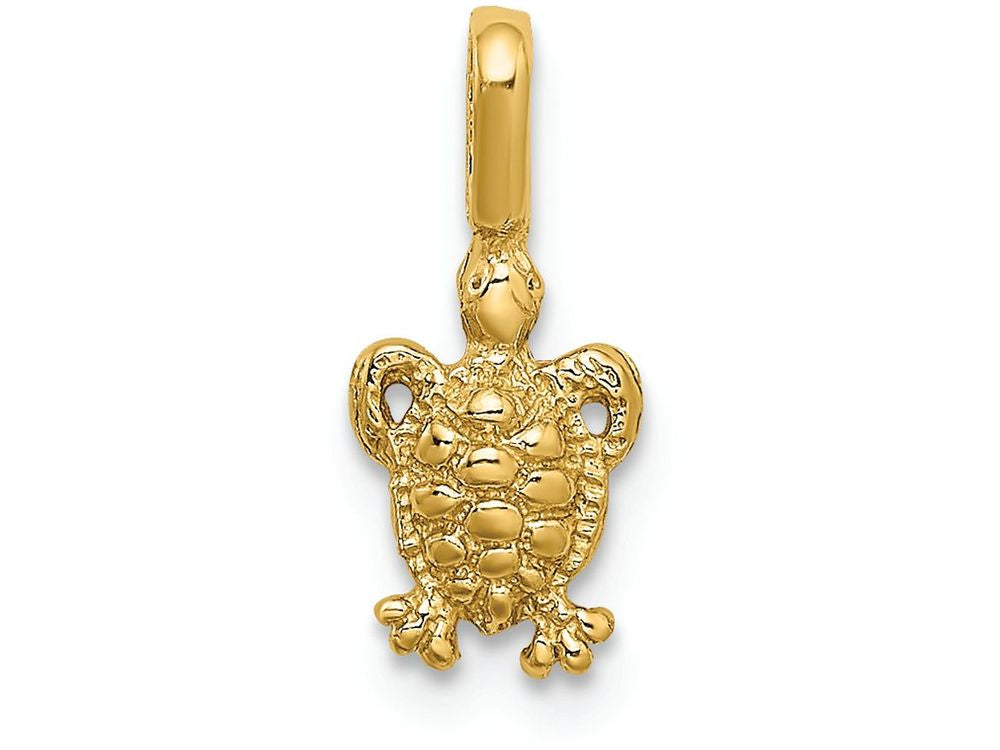 FJC Finejewelers 14k Yellow Gold Mini Sea Turtle with Fixed Bail Charm