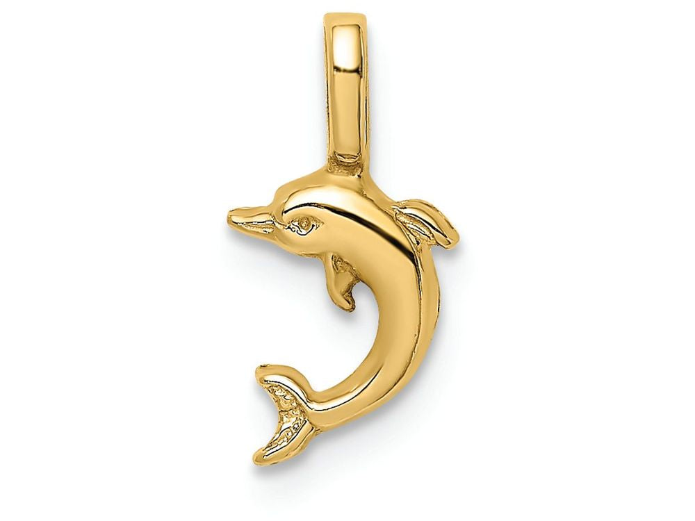 FJC Finejewelers 14k Yellow Gold Mini Jumping Dolphin with Fixed Bail Charm