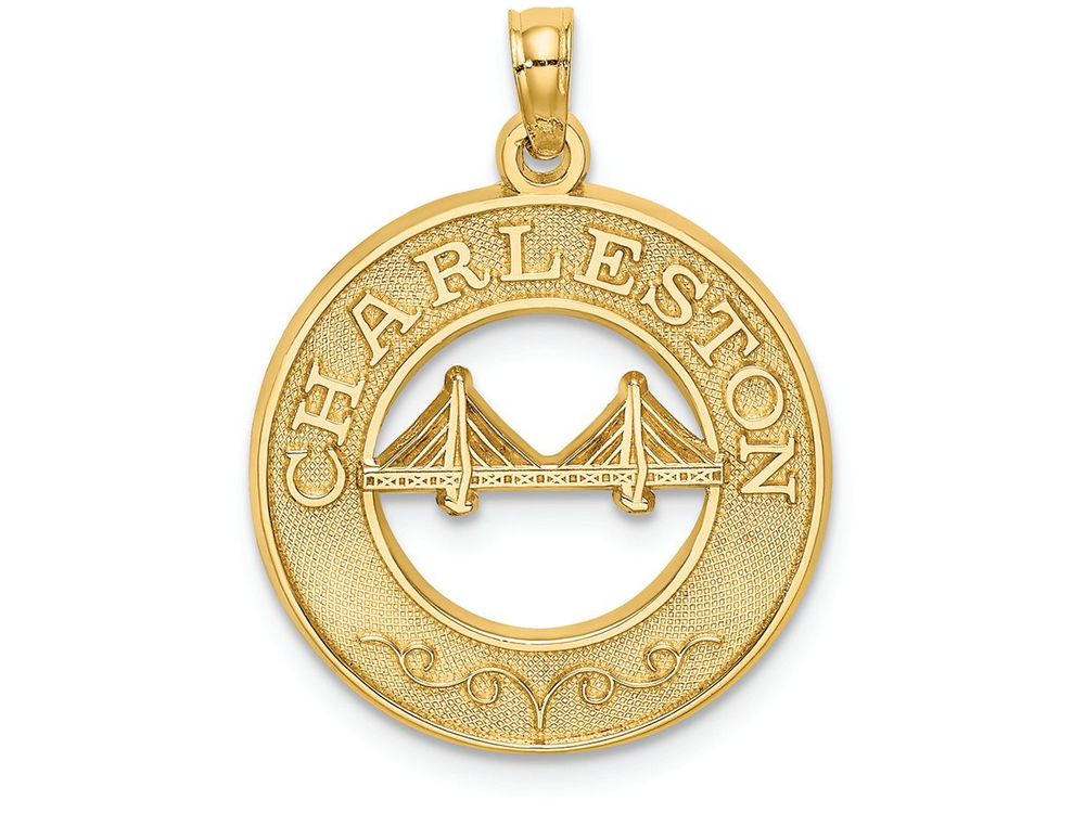 FJC Finejewelers 14k Yellow Gold Charleston On Round Frame with Bridge Center Charm