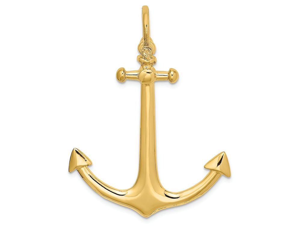 FJC Finejewelers 14k Yellow Gold 3d Large Anchor with Flat Tips Shackle Bail Charm