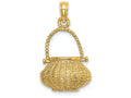 FJC Finejewelers 14k Yellow Gold 3d Flower Basket with Moveable Handle Charm