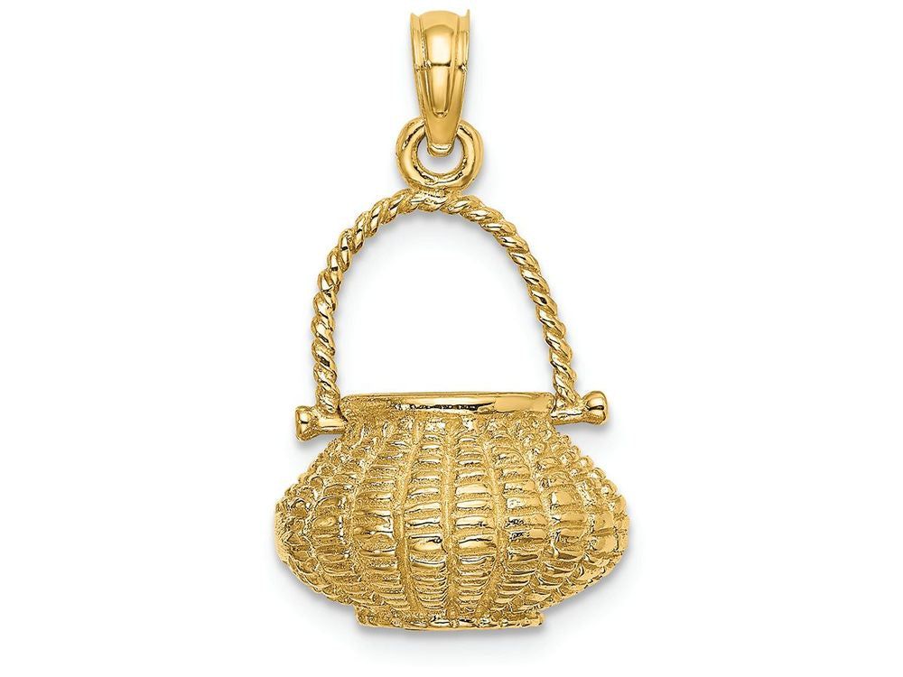 FJC Finejewelers 14k Yellow Gold 3d Flower Basket with Moveable Handle Charm
