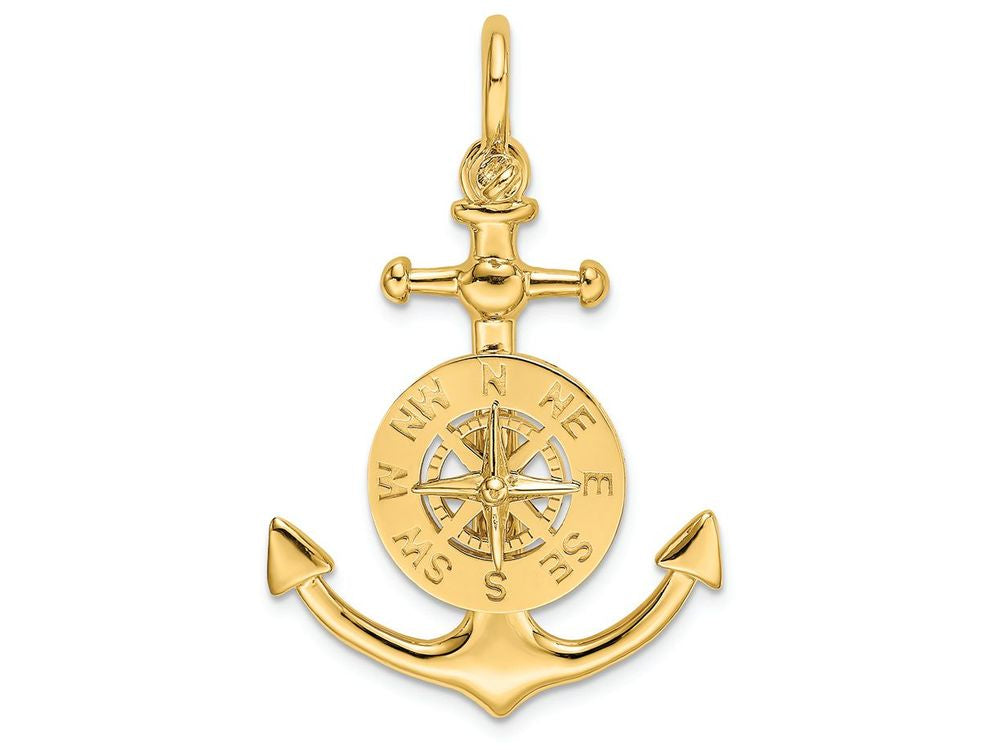 FJC Finejewelers 14k Yellow Gold 3d Small Anchor with Nautical Compass (shackle Bail) Charm
