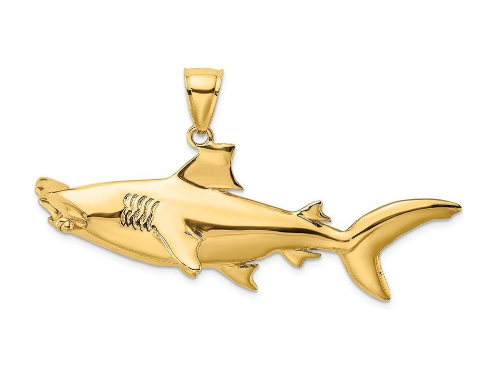 FJC Finejewelers 14k Yellow Gold 3d Hammerhead Shark Charm