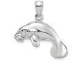 FJC Finejewelers 14k White Gold 3d Manatee Swimming Charm