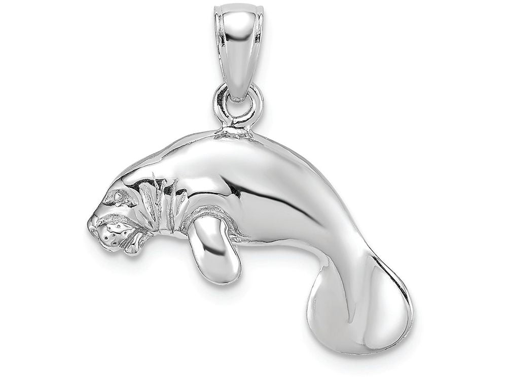 FJC Finejewelers 14k White Gold 3d Manatee Swimming Charm