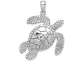 FJC Finejewelers 14k White Gold White Large Swimming Sea Turtle Polish Charm