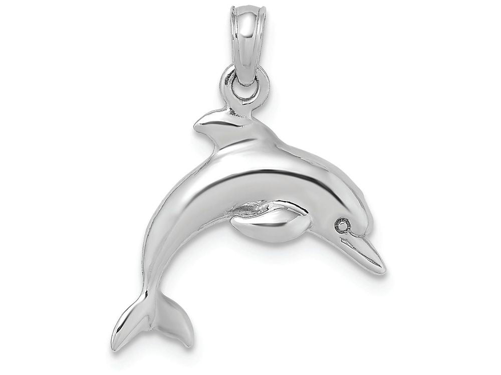 FJC Finejewelers 14k White Gold White 3d Dolphin Jumping Charm