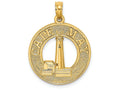 FJC Finejewelers 14k Yellow Gold Cape May Round Frame with Lighthouse Center Charm