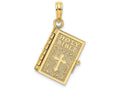 FJC Finejewelers 14k Yellow Gold 3d Holy Bible Book with Cross Lord's Prayermoveable Pages Charm