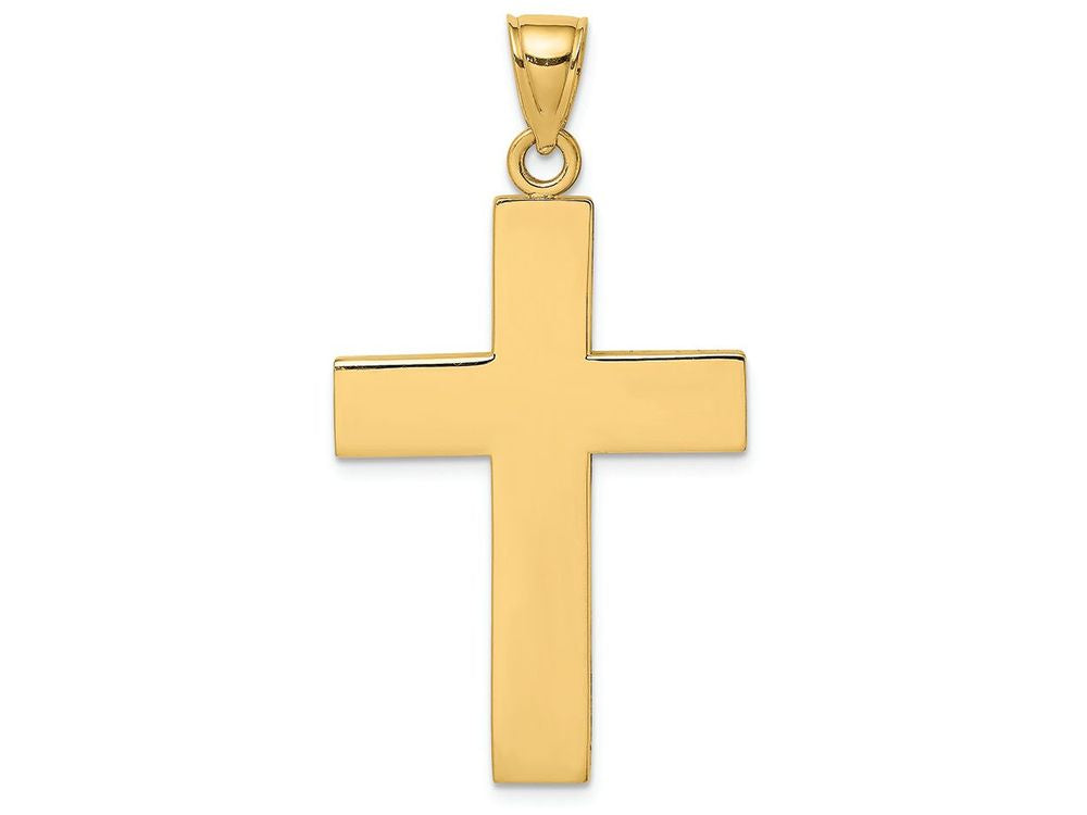 FJC Finejewelers 14k Yellow Gold Large Block Cross Polish Open Back Charm