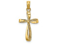 FJC Finejewelers 14k Yellow Gold 3d Twisted Crosshp Engraved Charm