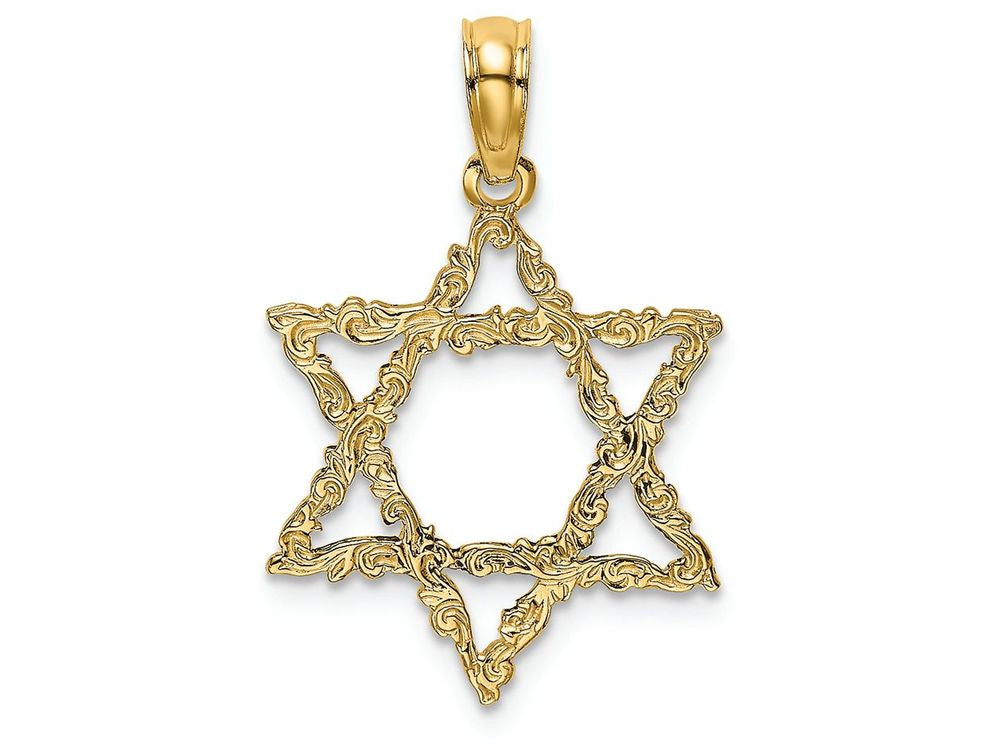 FJC Finejewelers 14k Yellow Gold Star Of David with Scroll Design - Jewish Charm
