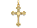FJC Finejewelers 14k Yellow Gold Beaded Tip Cross with Heart Center Charm