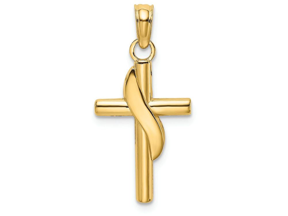FJC Finejewelers 14k Yellow Gold Cross with Banner Charm