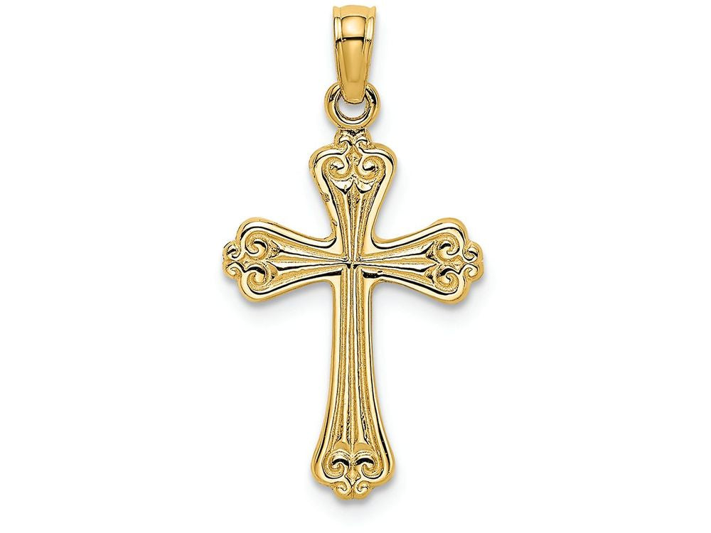 FJC Finejewelers 14k Yellow Gold Cross Polish Engraved Charm