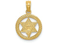 FJC Finejewelers 14k Yellow Gold Star Of David In Circleengraved - Jewish Charm
