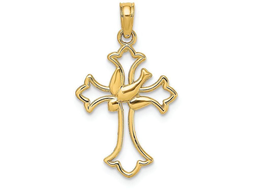 FJC Finejewelers 14k Yellow Gold Cross with Dove Center Charm